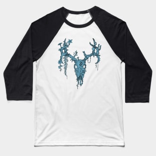 Deer Skull Steampunk Design (Blue) Baseball T-Shirt